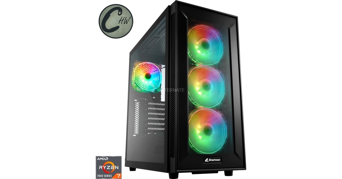 ALTERNATE x CHW Prime Gaming-PC • RTX 4070 Ti SUPER • AMD Ryzen™ 7 7800X3D • 32 GB RAM(schwarz/transparent, ohne Betriebssystem)