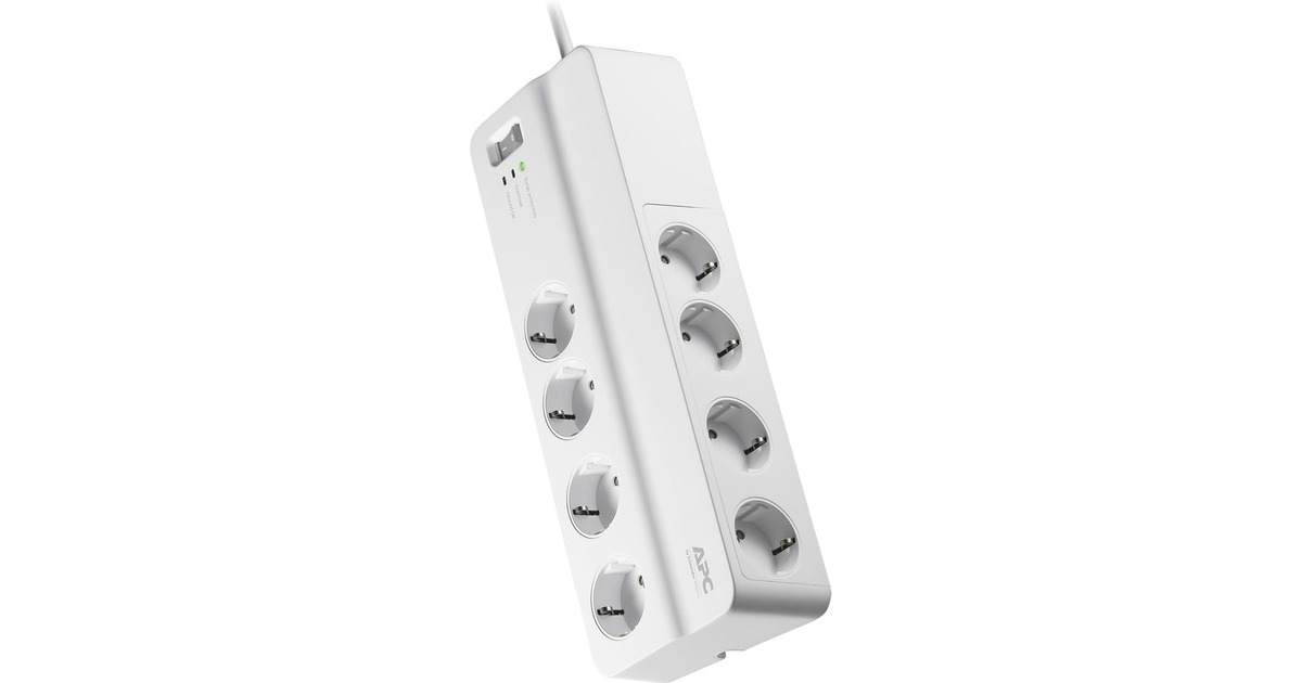 APC Essential SurgeArrest PM8-GR, 8-fach, Steckdosenleiste(weiß, 2 Meter Kabel, Überspannungsschutz, Schalter)