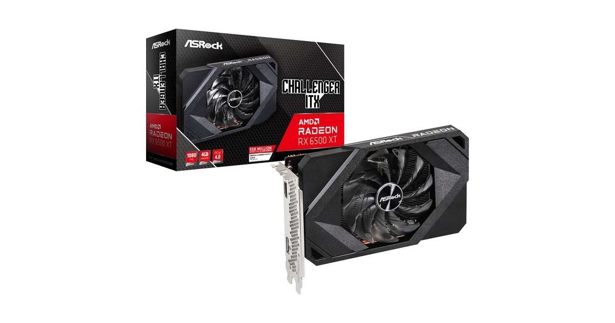 ASRock Radeon 6500 XT Challenger ITX, Grafikkarte(RDNA 2, GDDR6, 1x DisplayPort, 1x HDMI) ASRock Radeon 6500 XT Challenger ITX, Grafikkarte(RDNA 2, GDDR6, 1x DisplayPort, 1x HDMI)