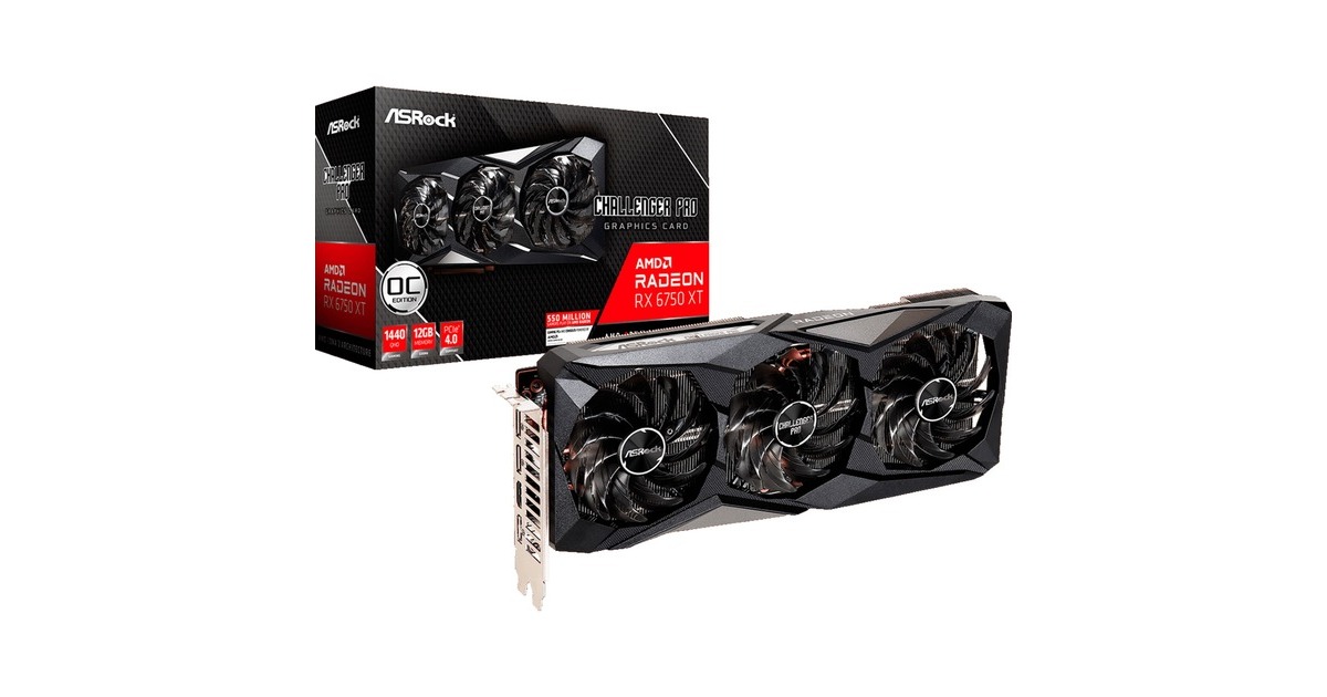 ASRock Radeon RX 6750 XT CHALLENGER PRO OC, Grafikkarte(RDNA 2, GDDR6, 3x DisplayPort, 1x HDMI 2.1) ASRock Radeon RX 6750 XT CHALLENGER PRO OC, Grafikkarte(RDNA 2, GDDR6, 3x DisplayPort, 1x HDMI 2.1)