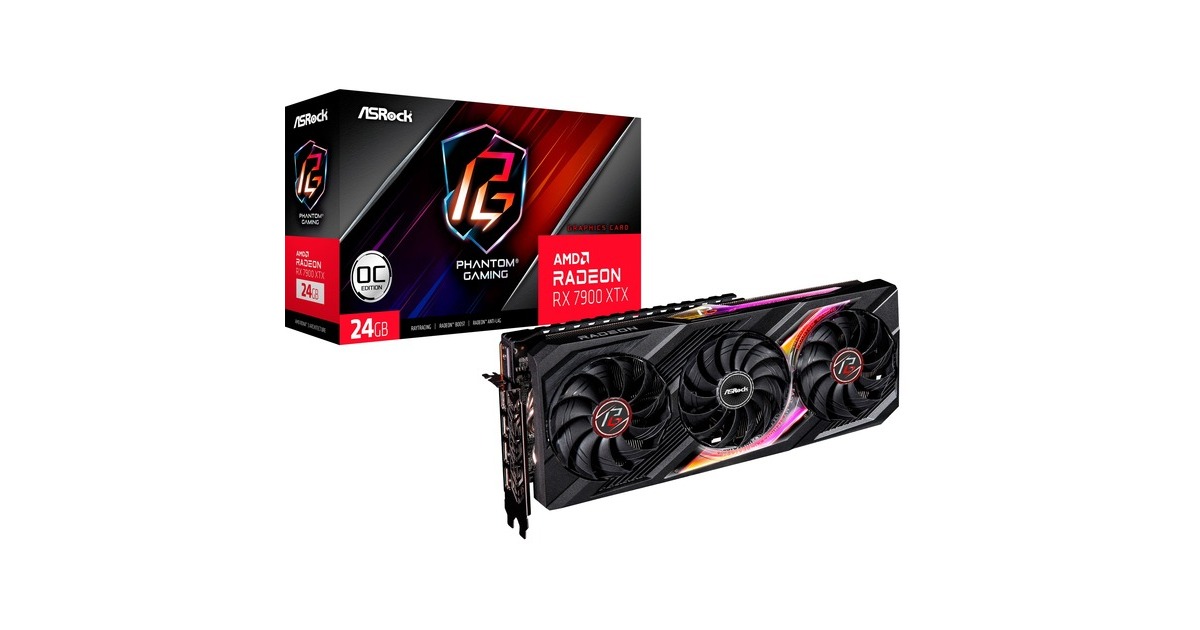 ASRock Radeon RX 7900 XTX Phantom Gaming 24GB OC , Grafikkarte(schwarz, RDNA 3, GDDR6, 3x DisplayPort, 1x HDMI 2.1) ASRock Radeon RX 7900 XTX Phantom Gaming 24GB OC , Grafikkarte(schwarz, RDNA 3, GDDR6, 3x DisplayPort, 1x HDMI 2.1)
