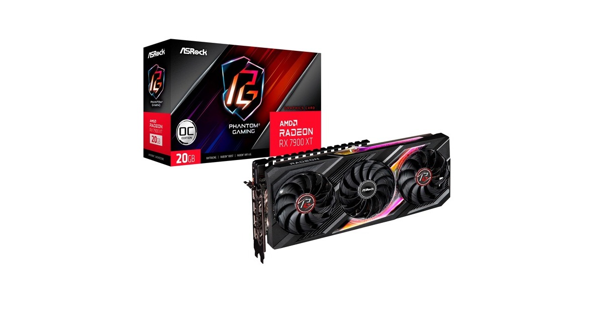 ASRock Radeon RX 7900 XT Phantom Gaming 20GB OC, Grafikkarte(RDNA 3, GDDR6, 3x DisplayPort, 1x HDMI 2.1) ASRock Radeon RX 7900 XT Phantom Gaming 20GB OC, Grafikkarte(RDNA 3, GDDR6, 3x DisplayPort, 1x HDMI 2.1)