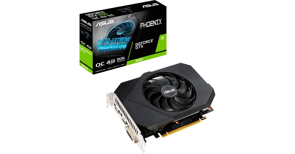 ASUS GeForce GTX 1650 Phoenix Power OC, Grafikkarte(1x HDMI, 1x DisplayPort, 1x DVI-D) ASUS GeForce GTX 1650 Phoenix Power OC, Grafikkarte(1x HDMI, 1x DisplayPort, 1x DVI-D)