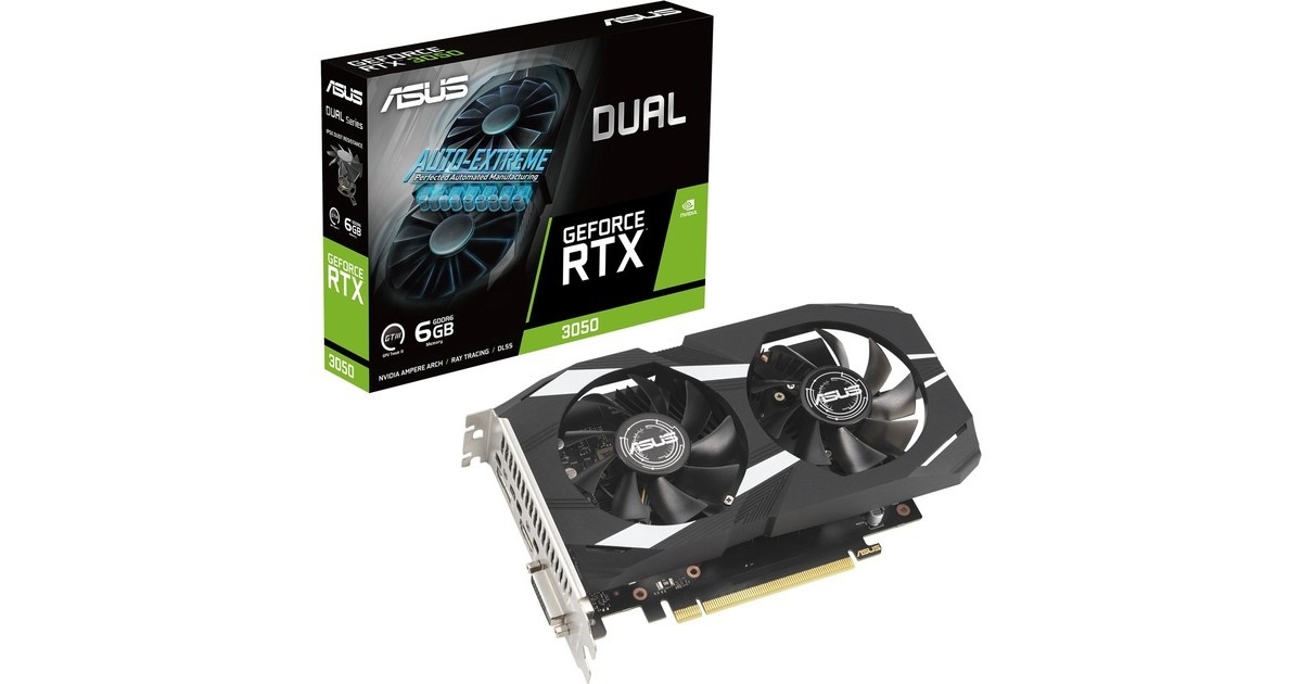 ASUS GeForce RTX 3050 DUAL, Grafikkarte(1x DisplayPort, 1x HDMI 2.1, 1x DVI-D) ASUS GeForce RTX 3050 DUAL, Grafikkarte(1x DisplayPort, 1x HDMI 2.1, 1x DVI-D)