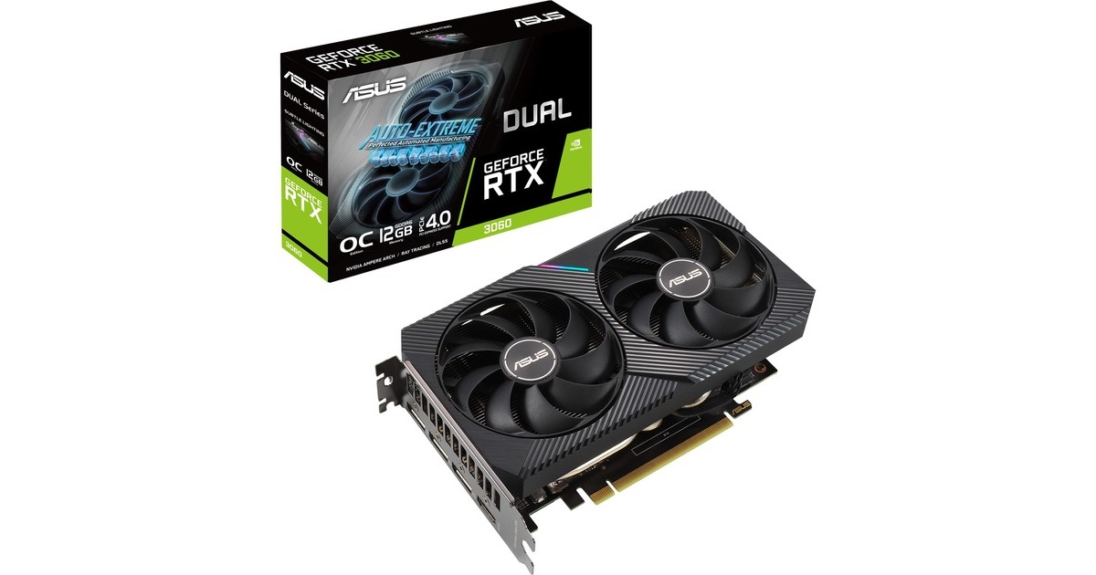 ASUS GeForce RTX 3060 DUAL OC V2 LHR, Grafikkarte(Lite Hash Rate, 3x DisplayPort, 1x HDMI 2.1) ASUS GeForce RTX 3060 DUAL OC V2 LHR, Grafikkarte(Lite Hash Rate, 3x DisplayPort, 1x HDMI 2.1)
