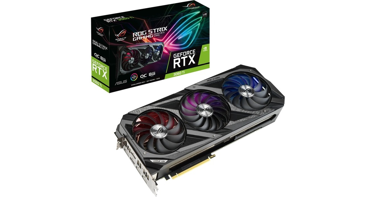 ASUS GeForce RTX 3060 Ti ROG STRIX GAMING OC V2 LHR, Grafikkarte(Lite Hash Rate, 3x DisplayPort, 2x HDMI 2.1, Outlet) ASUS GeForce RTX 3060 Ti ROG STRIX GAMING OC V2 LHR, Grafikkarte(Lite Hash Rate, 3x DisplayPort, 2x HDMI 2.1, Outlet)