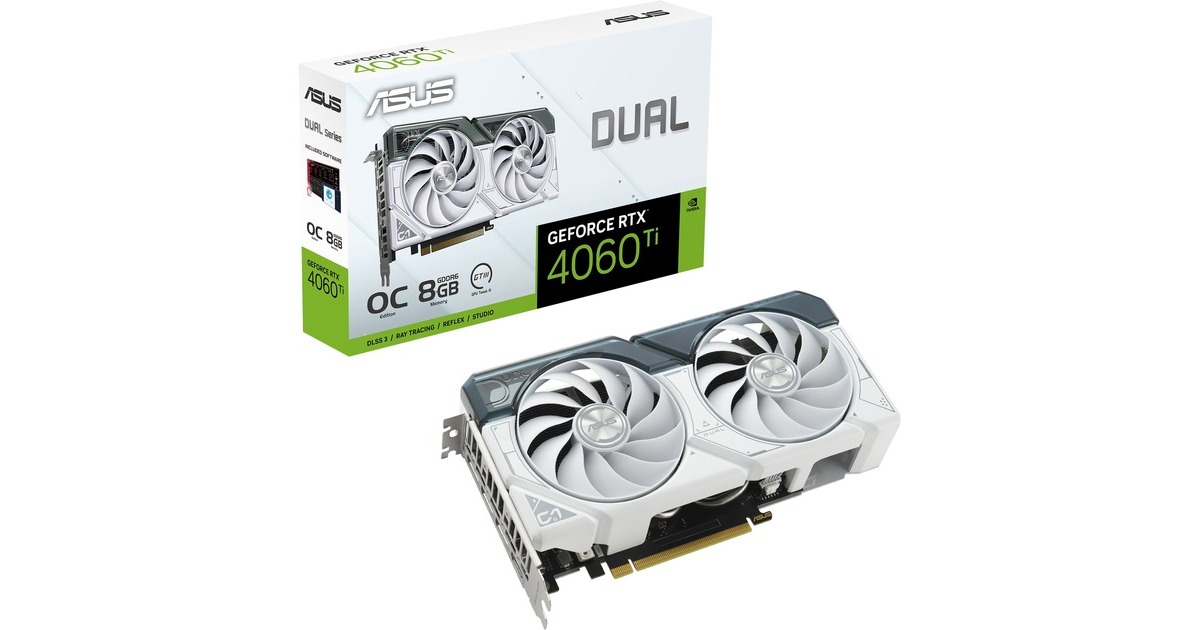 ASUS GeForce RTX 4060 Ti DUAL OC WHITE, Grafikkarte(weiß, DLSS 3, 3x DisplayPort, 1x HDMI 2.1)