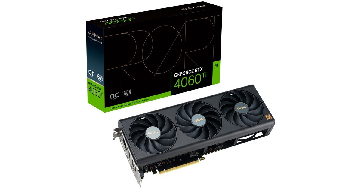 ASUS GeForce RTX 4060 Ti PROART-O16G, Grafikkarte(schwarz, DLSS 3, 3x DisplayPort, 1x HDMI)