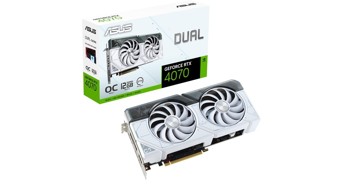 ASUS GeForce RTX 4070 DUAL OC WHITE, Grafikkarte(DLSS 3, 3x DisplayPort, 1x HDMI 2.1)