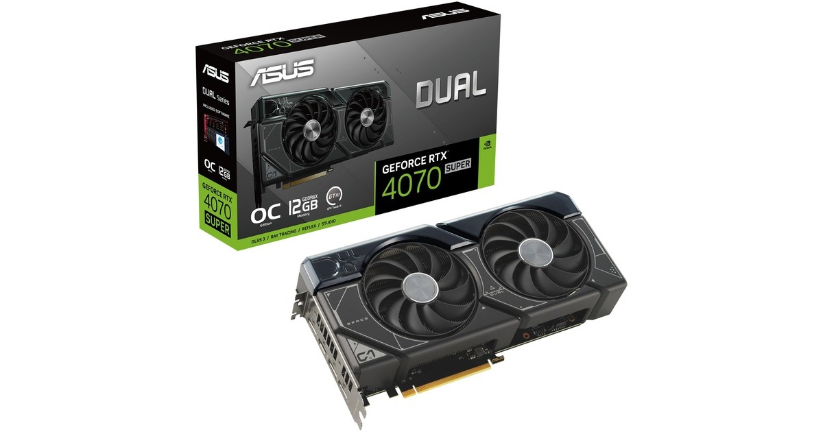ASUS GeForce RTX 4070 SUPER DUAL OC, Grafikkarte(DLSS 3, 3x DisplayPort, 1x HDMI 2.1)