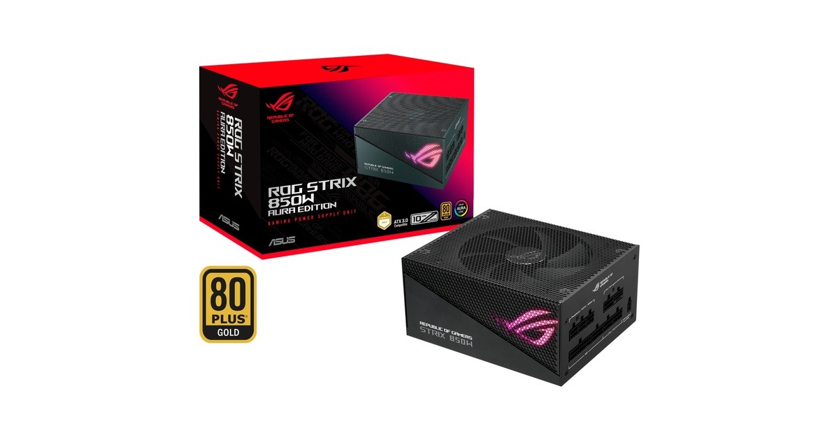 ASUS ROG STRIX 850W Gold Aura Edition, PC-Netzteil(schwarz, 4x PCIe, Kabel-Management, 850 Watt) ASUS ROG STRIX 850W Gold Aura Edition, PC-Netzteil(schwarz, 4x PCIe, Kabel-Management, 850 Watt)