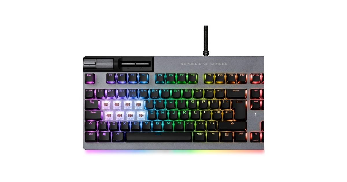 ASUS ROG Strix Flare II Animate, Gaming-Tastatur(schwarz, DE-Layout, ROG NX Red)