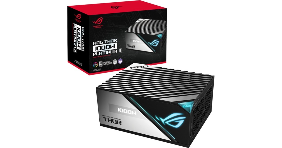 ASUS ROG-THOR-1000P2-GAMING 1000W, PC-Netzteil(schwarz, mit Aura-Sync und einem OLED-Display, 1000 Watt)