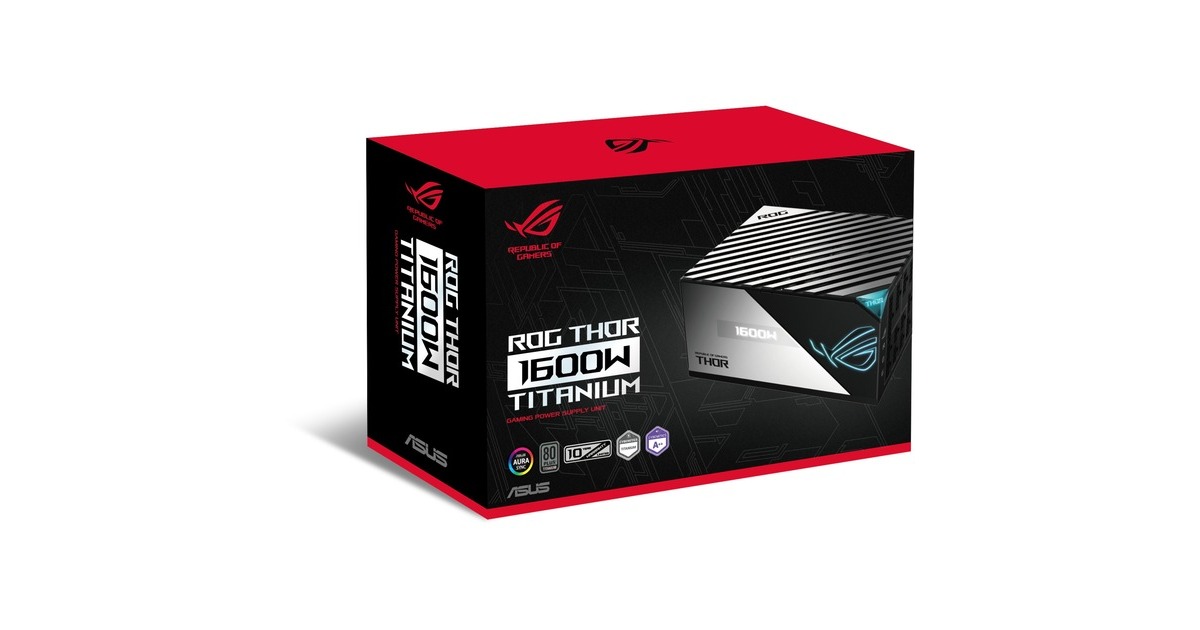 ASUS ROG THOR 1600W Titanium 1600W, PC-Netzteil(schwarz, mit Aura-Sync und einem OLED-Display, 1600 Watt)