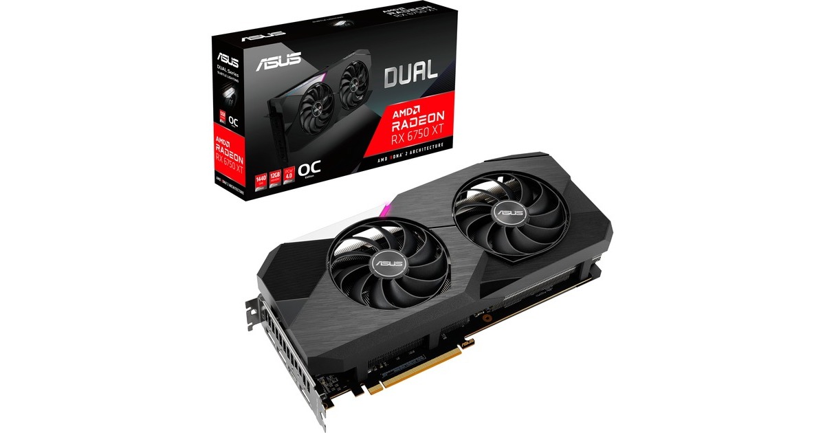 ASUS Radeon RX 6750 XT DUAL OC, Grafikkarte(RDNA 2, GDDR6, 3x DisplayPort, 1x HDMI 2.1)