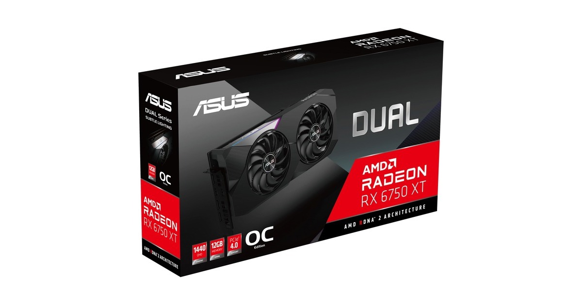 ASUS Radeon RX 6750 XT DUAL OC, Grafikkarte(RDNA 2, GDDR6, 3x DisplayPort, 1x HDMI 2.1)