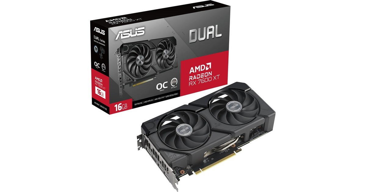 ASUS Radeon RX 7600 XT DUAL GAMING OC, Grafikkarte(RDNA 3, GDDR6, 2x DisplayPort, 2x HDMI 2.1)