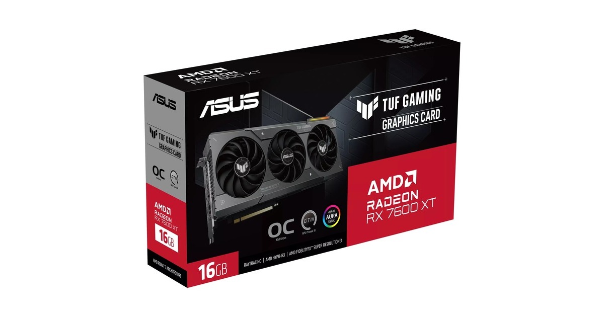 ASUS Radeon RX 7600 XT TUF GAMING OC, Grafikkarte(RDNA 3, GDDR6, 2x DisplayPort, 2x HDMI 2.1)
