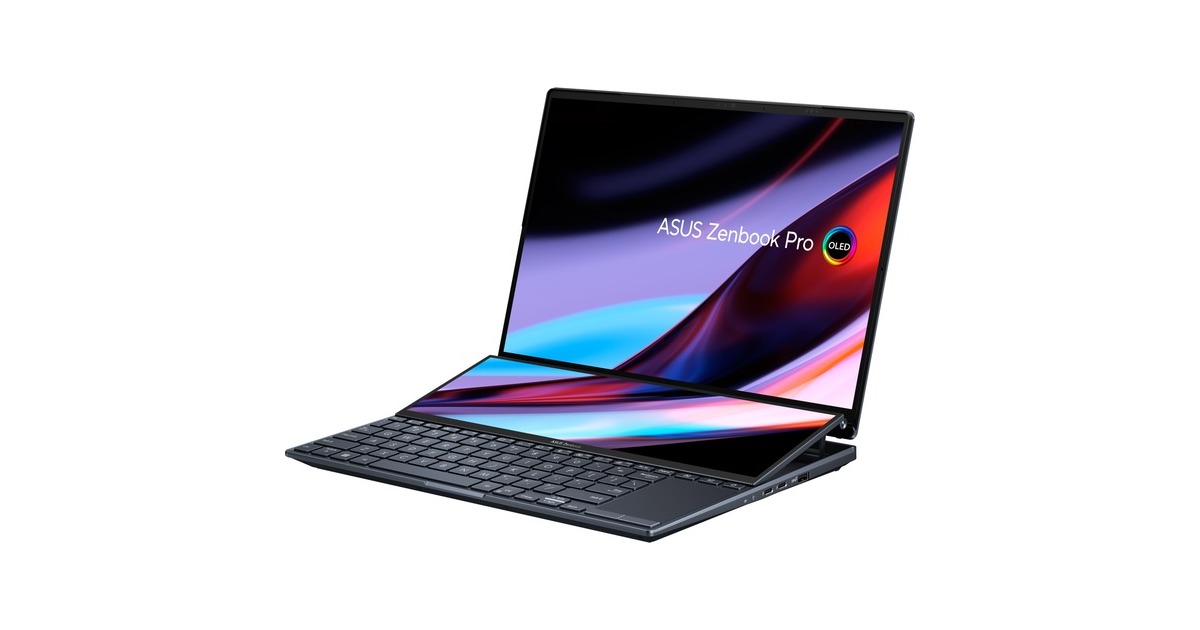 ASUS Zenbook Pro 14 Duo OLED (UX8402ZE-M3150W), Notebook(schwarz, Windows 11 Home 64-Bit, 36.8 cm (14.5 Zoll) & 120 Hz Display, 2 TB SSD)