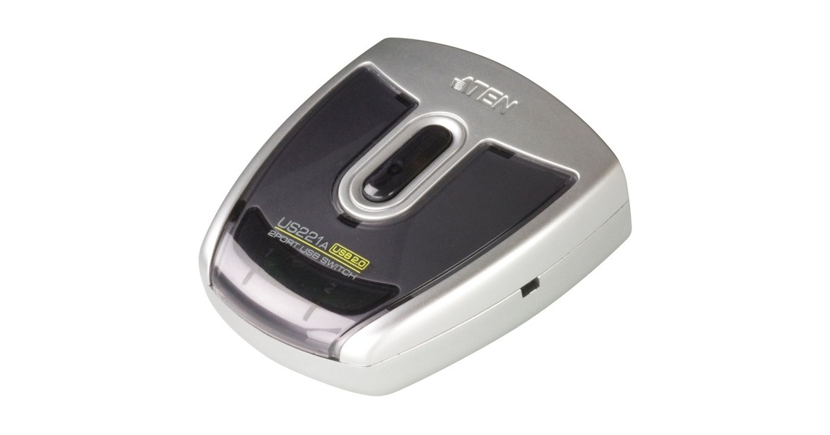 ATEN 2-Port USB 2.0 Peripheral Switch US-221A, USB-Hub(silber/schwarz, ein USB-Gerät an 2 PCs)