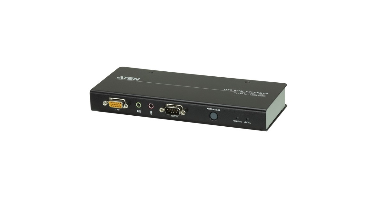 ATEN CE750A USB VGA/Audio Cat 5 KVM Extender, DisplayPort-Verlängerung(schwarz/silber)