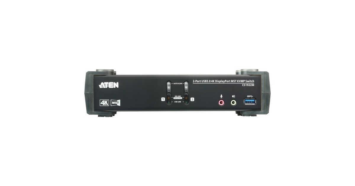 ATEN CS1922M 2-Port USB 3.0 4K DisplayPort MST KVMP Switch, KVM-Switch