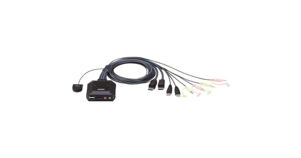 ATEN CS22DP 2P , KVM-Switch(schwarz, USB DP)