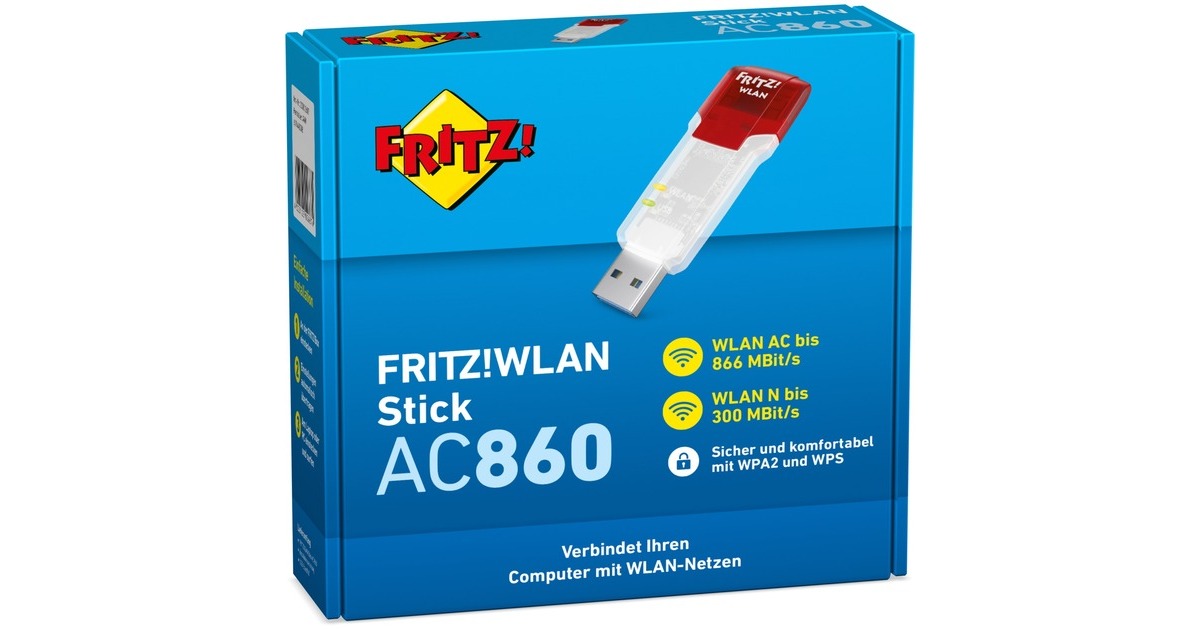 AVM FRITZ!WLAN Stick AC 860, WLAN-Adapter(weiß/rot, Outlet)