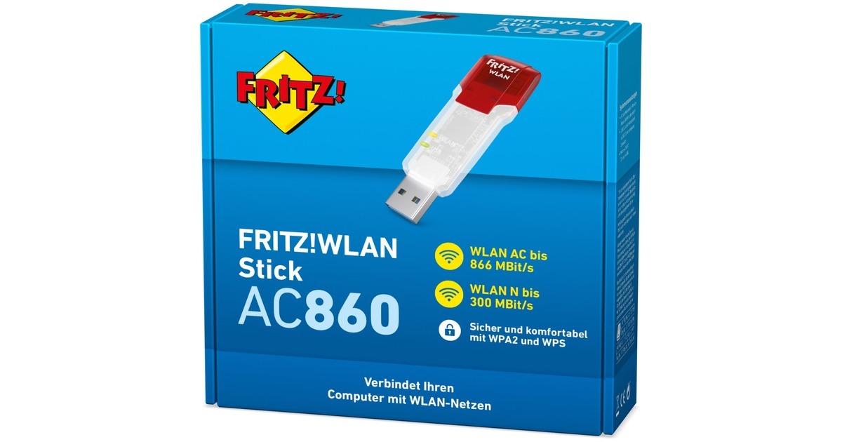 AVM FRITZ!WLAN Stick AC 860, WLAN-Adapter(weiß/rot, Outlet)