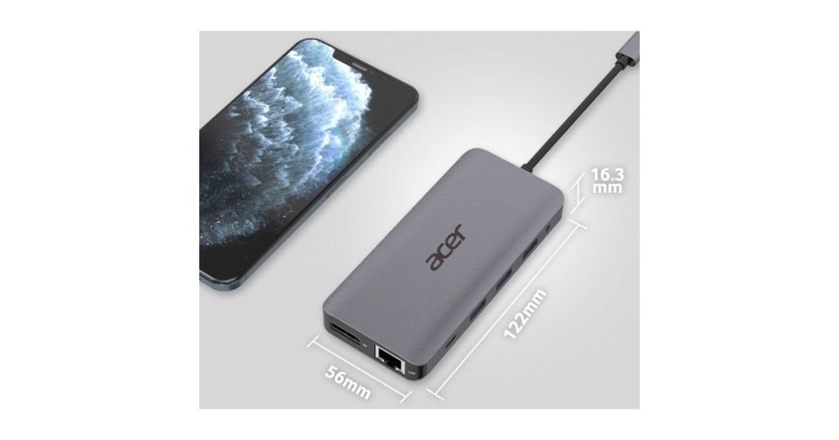 Acer 12-in-1 Type C Dongle, Dockingstation(silber, HDMI, USB-A)