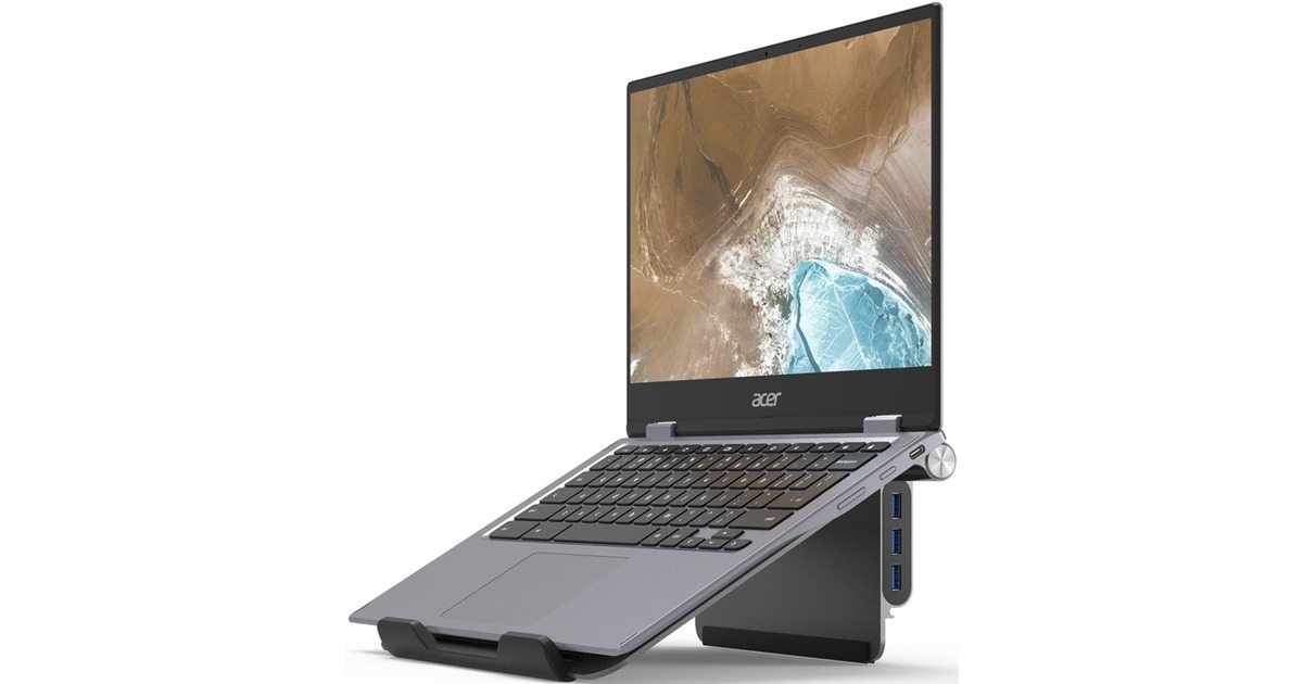 Acer Notebook Ständer inkl. 5in1 Docking Station, Dockingstation(aluminium, USB-C, HDMI, USB-A)