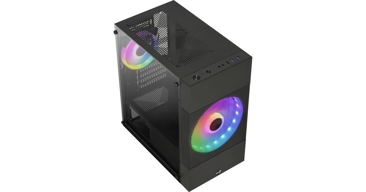 Aerocool Atomic Lite-G-BK-v1, Tower-Gehäuse(schwarz, Tempered Glass)