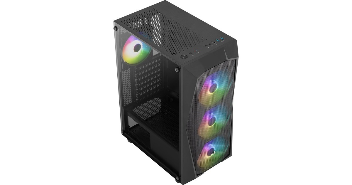 Aerocool Falcon G-BK-v2, Tower-Gehäuse(schwarz, Tempered Glass, Outlet)
