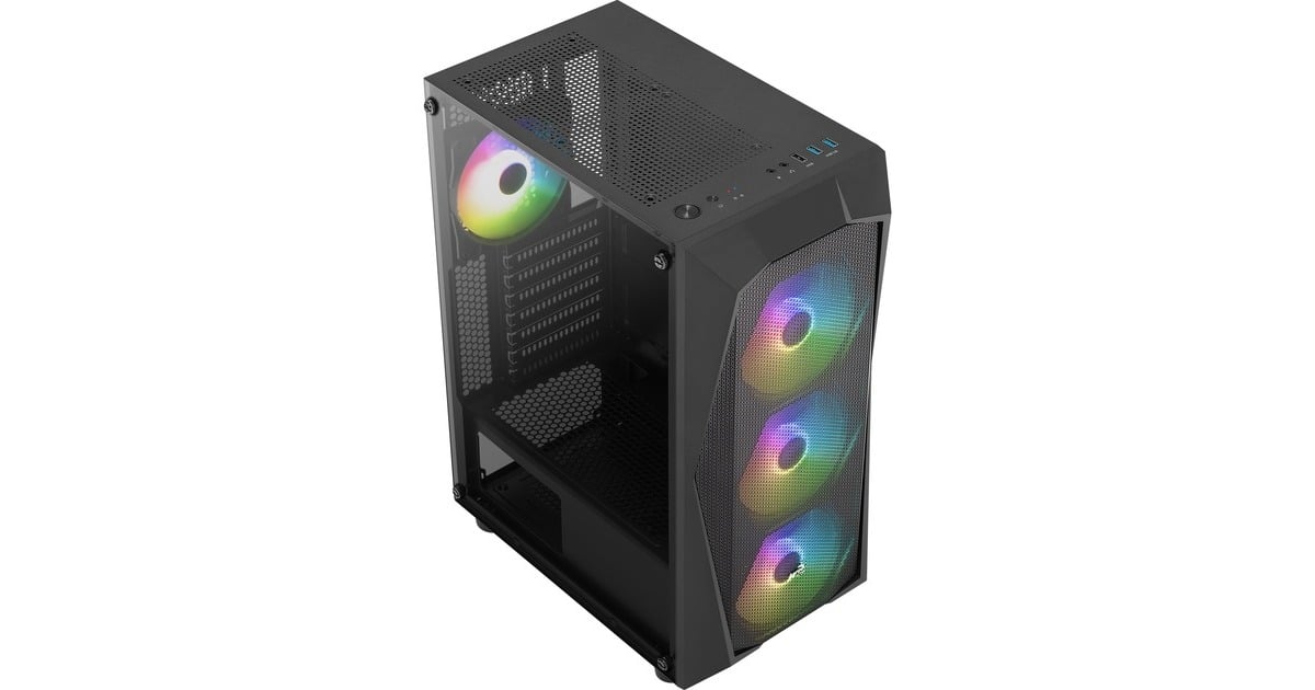 Aerocool Falcon G-BK-v2, Tower-Gehäuse(schwarz, Tempered Glass)
