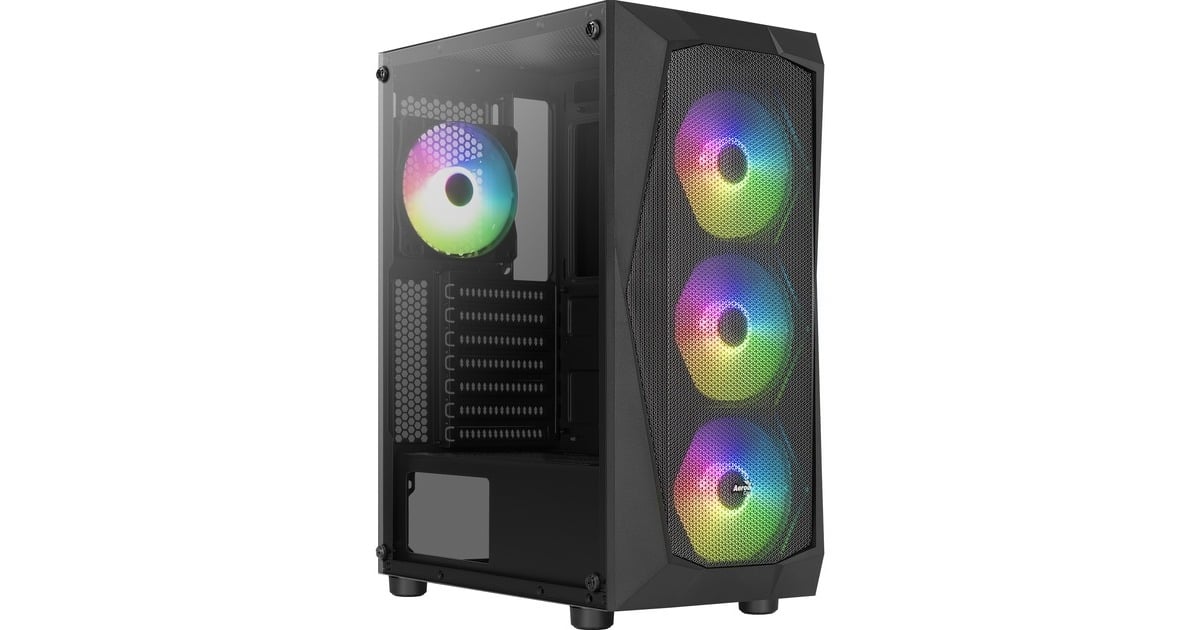 Aerocool Falcon G-BK-v2, Tower-Gehäuse(schwarz, Tempered Glass)