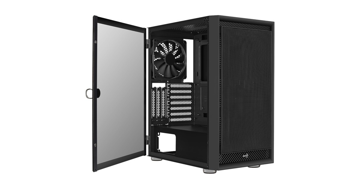 Aerocool Graphite-G-BK-v1, Tower-Gehäuse(schwarz, Seitenteil aus gehärtetem Glas)