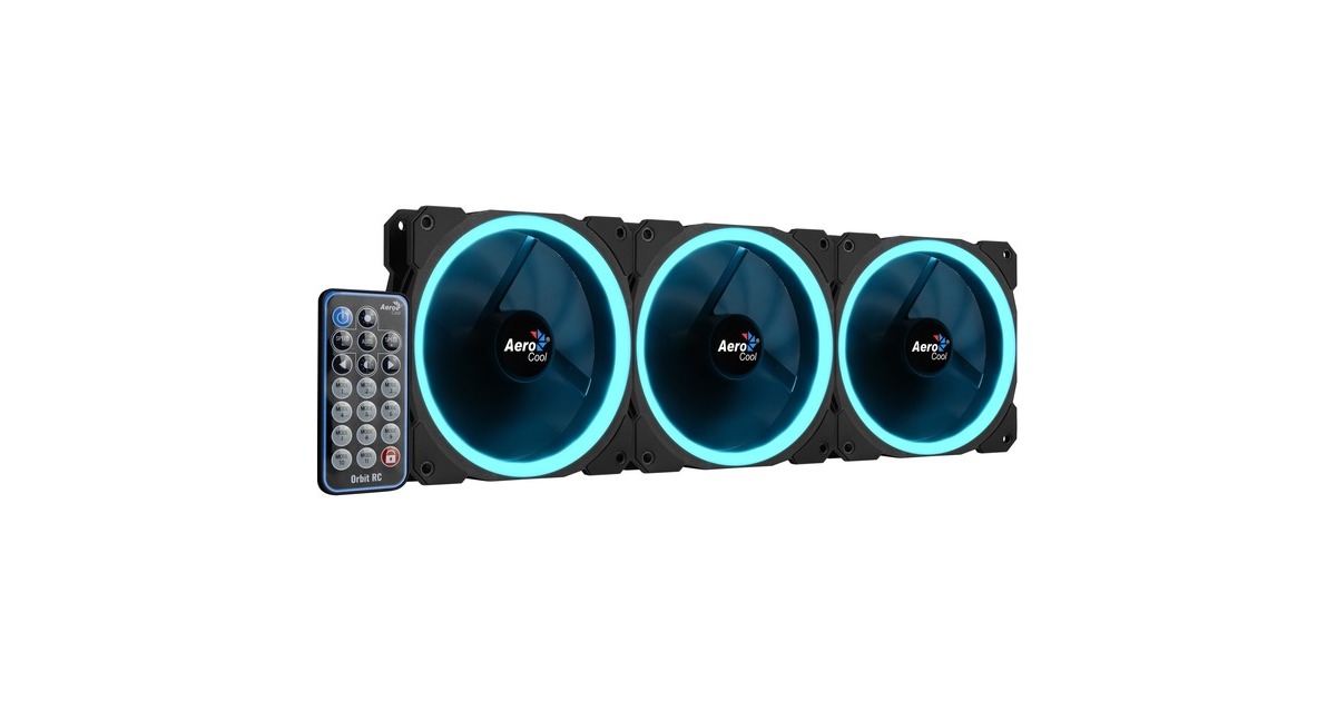Aerocool Orbit RC 120x120x25, Gehäuselüfter(3er Pack, inkl. Fernbedienung)
