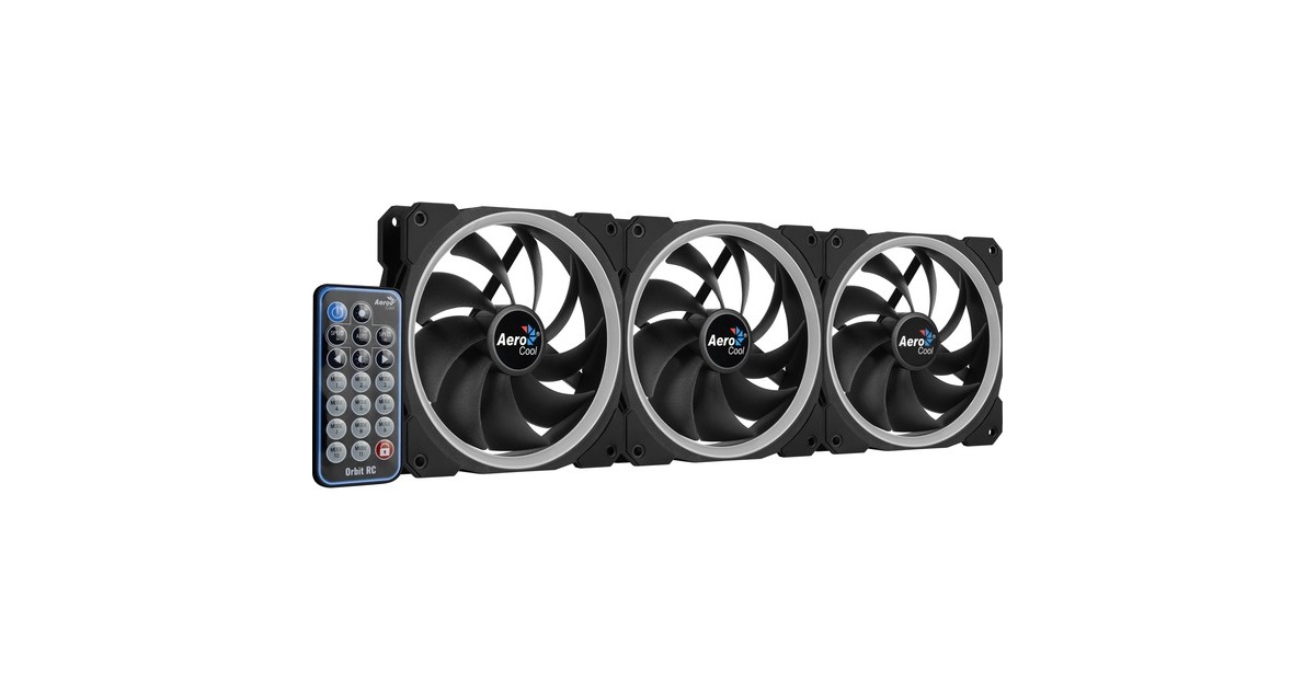 Aerocool Orbit RC 120x120x25, Gehäuselüfter(3er Pack, inkl. Fernbedienung)