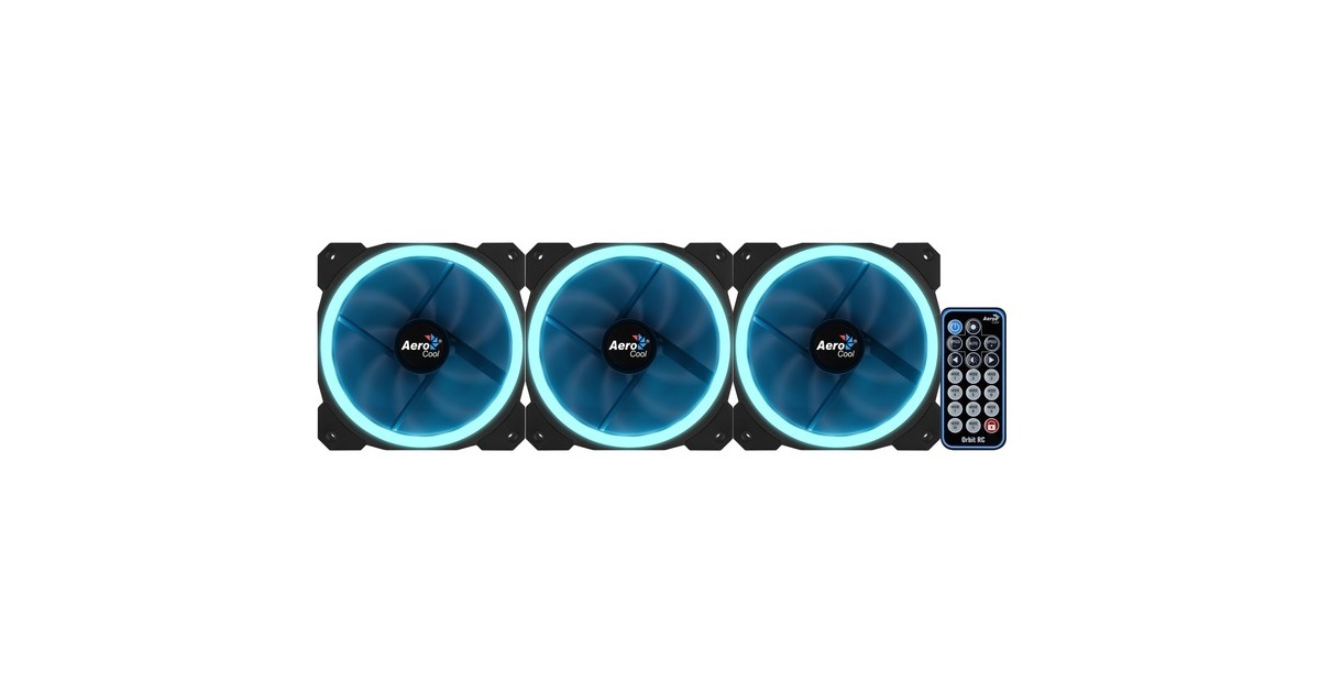 Aerocool Orbit RC 120x120x25, Gehäuselüfter(3er Pack, inkl. Fernbedienung)