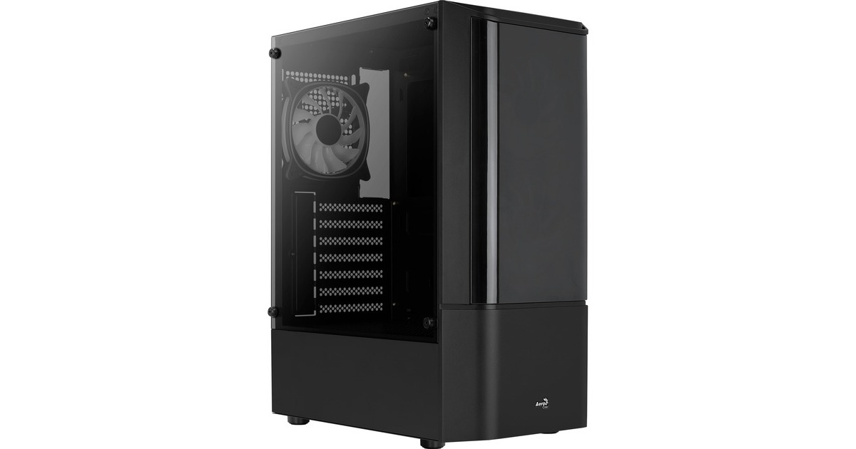 Aerocool Quantum-G-BK-v3, Tower-Gehäuse(schwarz/grau, Frontpanel aus Acryl, Seitenteil aus Tempered Glass)