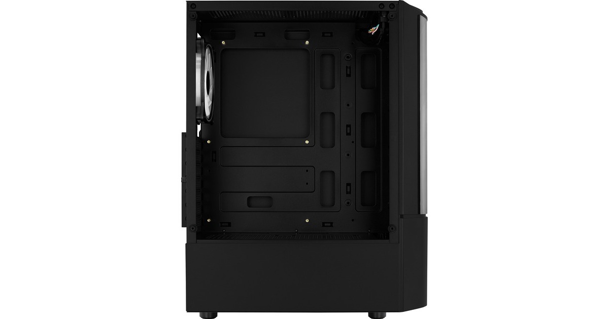 Aerocool Quantum-G-BK-v3, Tower-Gehäuse(schwarz/grau, Frontpanel aus Acryl, Seitenteil aus Tempered Glass)