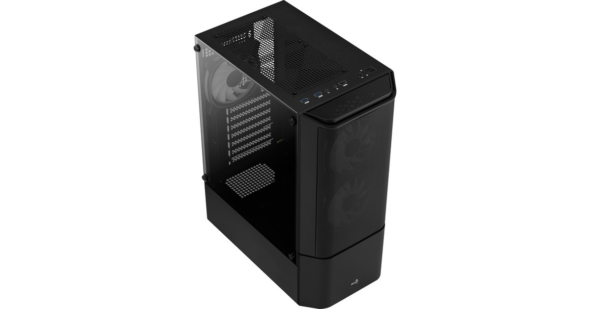 Aerocool Quantum Mesh-G-BK-v3, Tower-Gehäuse(schwarz/grau, Seitenteil aus Tempered Glass)