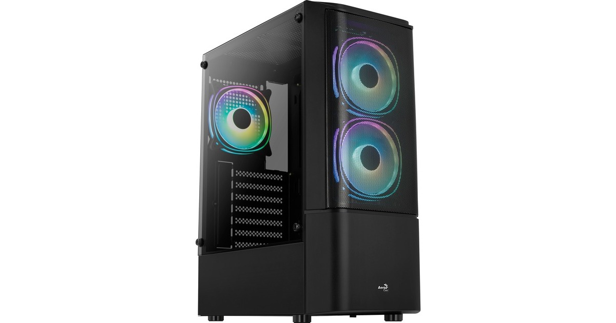 Aerocool Quantum Mesh-G-BK-v3, Tower-Gehäuse(schwarz/grau, Seitenteil aus Tempered Glass)