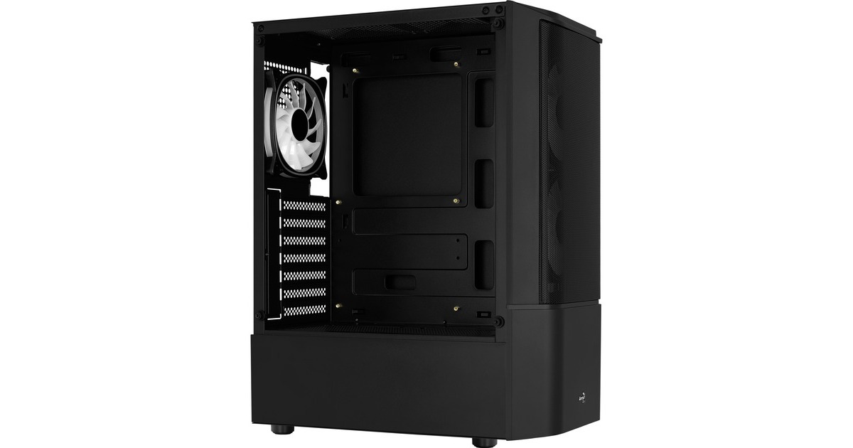 Aerocool Quantum Mesh-G-BK-v3, Tower-Gehäuse(schwarz/grau, Seitenteil aus Tempered Glass)