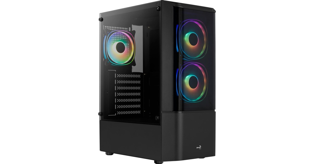 Aerocool Quantum v2 TG, Tower-Gehäuse(schwarz/grau, Front und Seitenteil aus Tempered Glass)