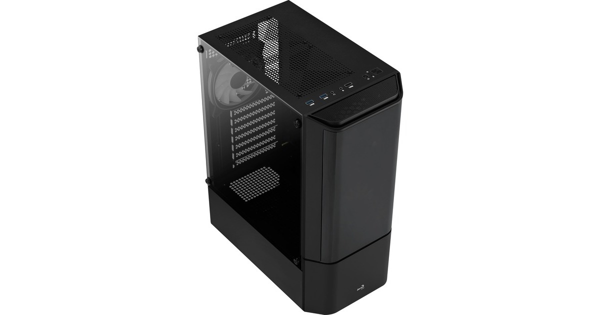Aerocool Quantum v2 TG, Tower-Gehäuse(schwarz/grau, Front und Seitenteil aus Tempered Glass)