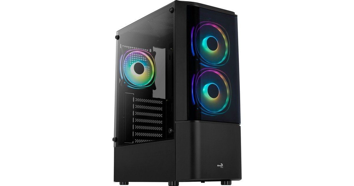 Aerocool Quantum v2 TG, Tower-Gehäuse(schwarz/grau, Front und Seitenteil aus Tempered Glass)