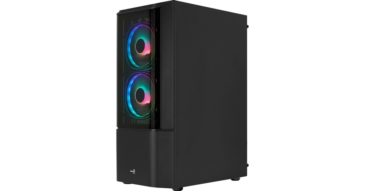 Aerocool Quantum v2 TG, Tower-Gehäuse(schwarz/grau, Front und Seitenteil aus Tempered Glass)