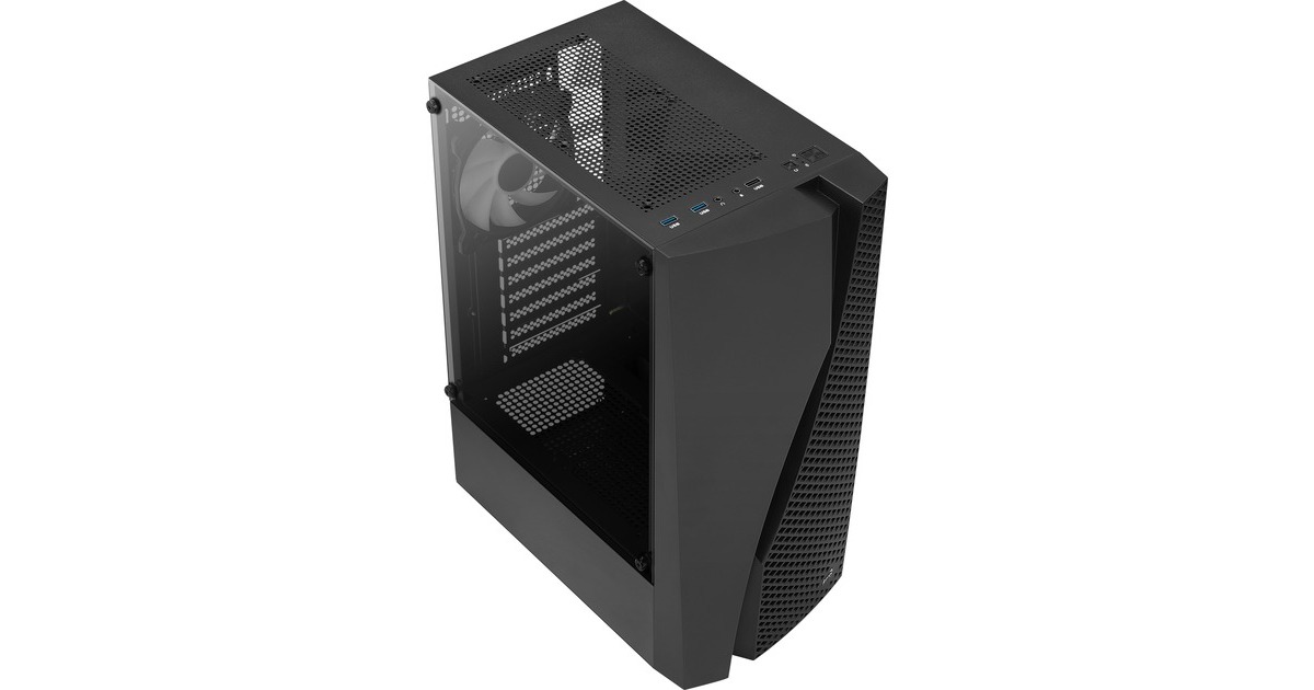 Aerocool Wave-G-BK-v3, Tower-Gehäuse(schwarz, Gehärtetes Glas)