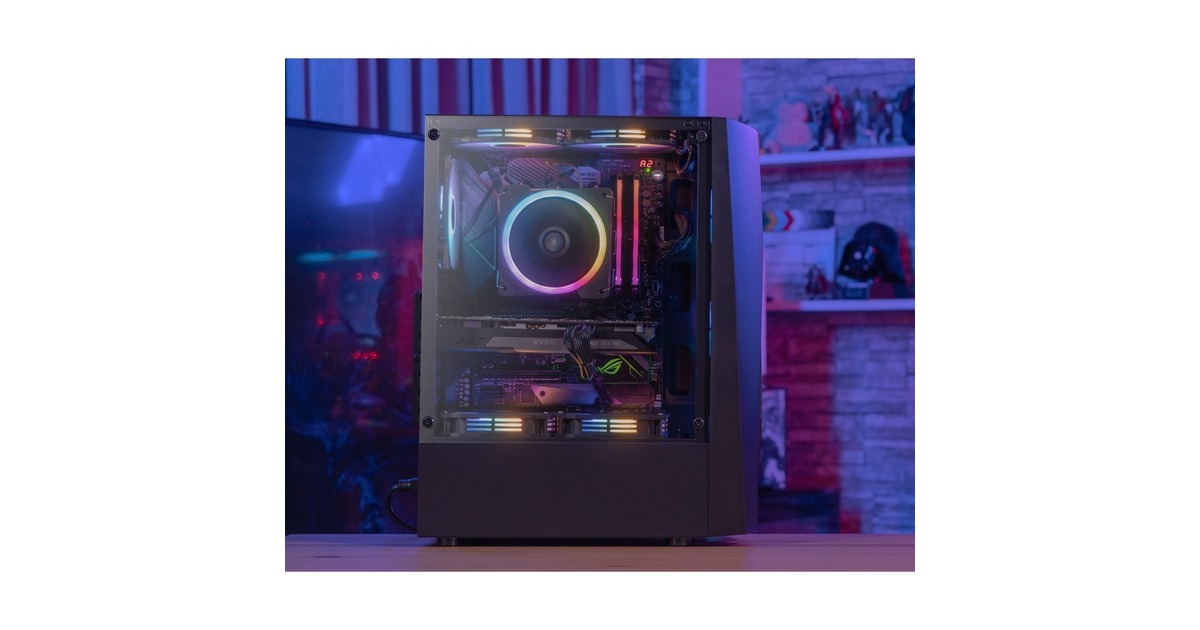 Aerocool Wave-G-BK-v3, Tower-Gehäuse(schwarz, Gehärtetes Glas)